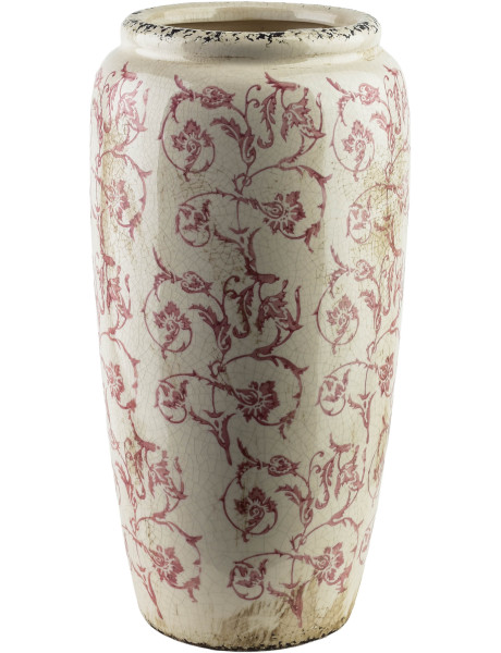 Vase céramique beige fleuri 15,5x15,5x30 cm Vyrara  - 1