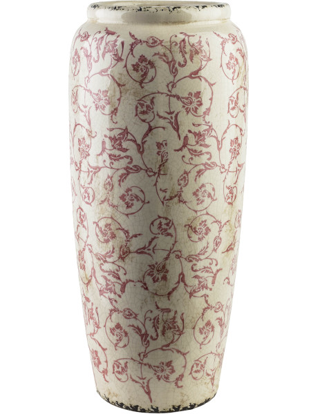 Vase céramique beige fleuri 17,5x17,5x37 cm Vyrara  - 1