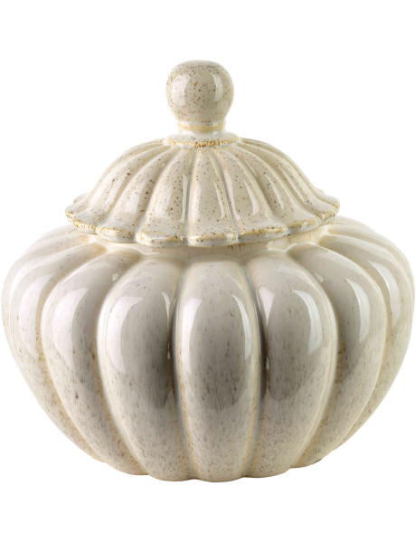 Boîte décorative céramique beige avec couvercle 25,5 cm Dovori  - 1