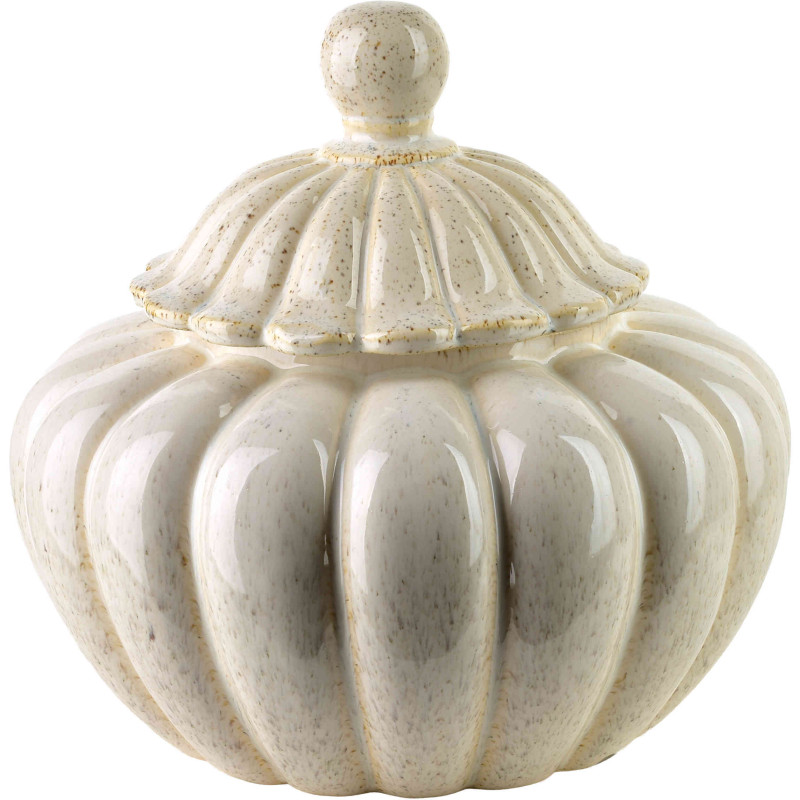 Boîte décorative céramique beige avec couvercle 25,5 cm Dovori  - 1