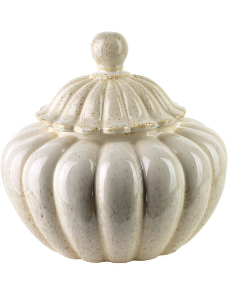 Boîte décorative céramique beige avec couvercle 25,5 cm Dovori  - 1