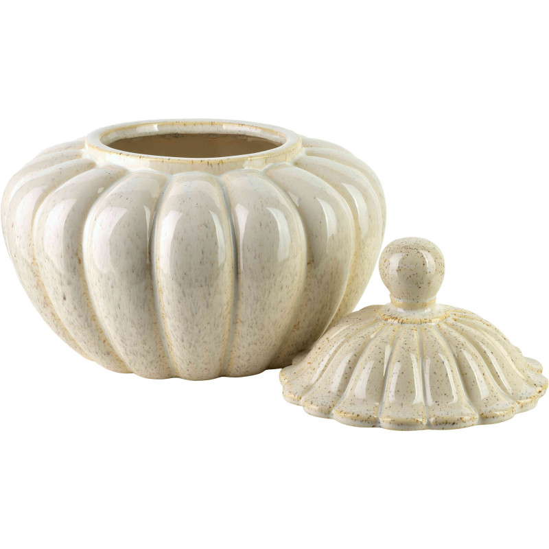 Boîte décorative céramique beige avec couvercle 25,5 cm Dovori  - 3
