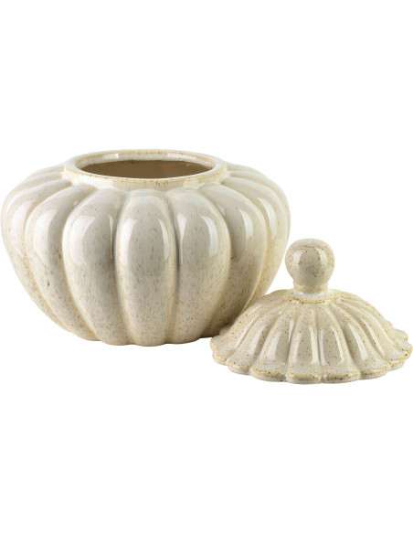 Boîte décorative céramique beige avec couvercle 25,5 cm Dovori  - 3
