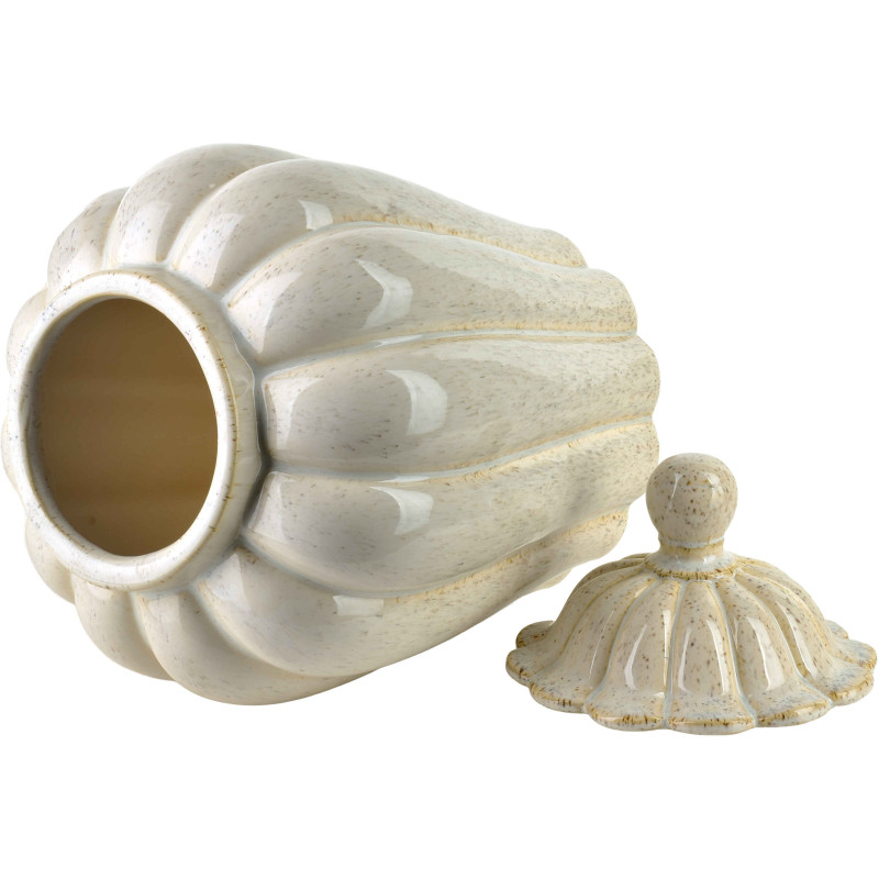 Boîte décorative céramique beige à couvercle 21x21x32,5 cm Dovori  - 3