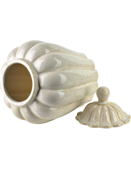 Boîte décorative céramique beige à couvercle 21x21x32,5 cm Dovori  - 3