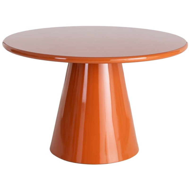 Table à manger ronde orange laqué brillant 120 cm Orvaya Ixia - 1