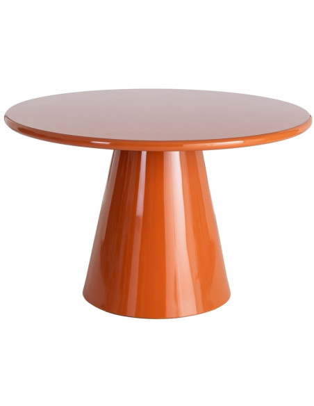 Table à manger ronde orange laqué brillant 120 cm Orvaya Ixia - 1