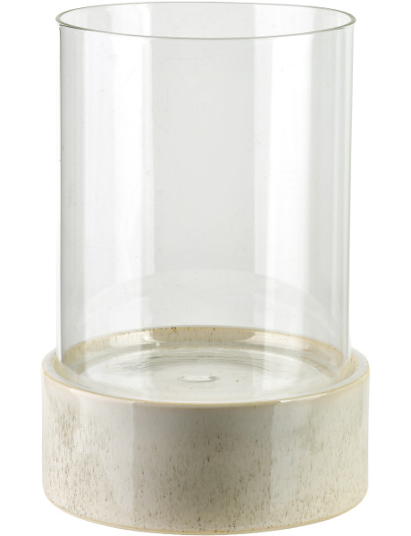 Photophore verre et céramique beige 21 cm Fyvuna  - 1