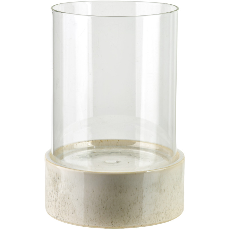 Photophore verre et céramique beige 21 cm Fyvuna  - 1