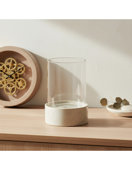 Photophore verre et céramique beige 21 cm Fyvuna  - 2