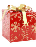 Décoration cadeau de Noël métal rouge et doré 18,5x18,5x24 cm Osvira
