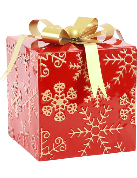Décoration cadeau de Noël métal rouge et doré 18,5x18,5x24 cm Osvira  - 1