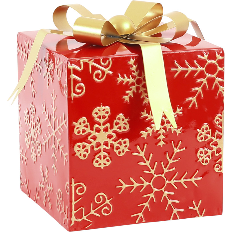 Décoration cadeau de Noël métal rouge et doré 18,5x18,5x24 cm Osvira  - 1