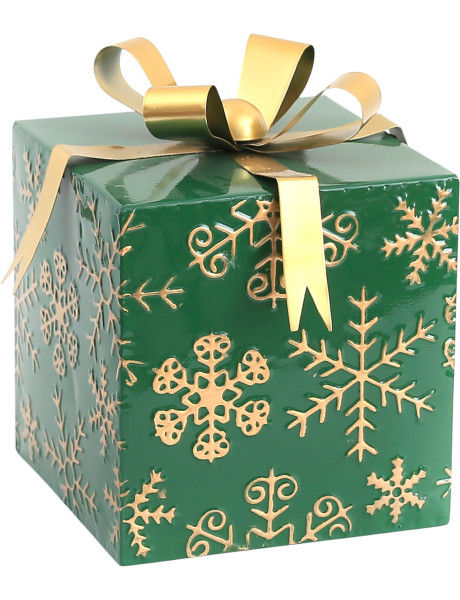 Décoration cadeau de Noël métal vert sapin et doré 18,5x18,5x24 cm Osvira  - 1