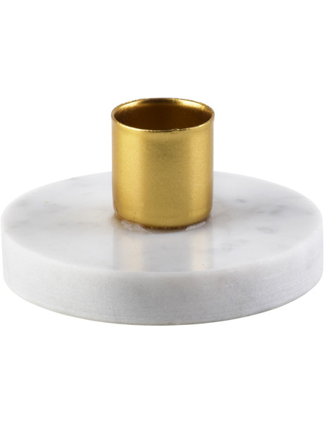 Bougeoir rond effet marbre blanc métal doré 7,5x4 cm Tovova  - 1