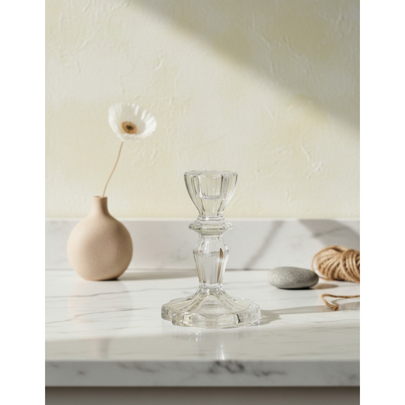 Bougeoir en verre transparent 7,5x7,5x11 cm Kivora  - 2