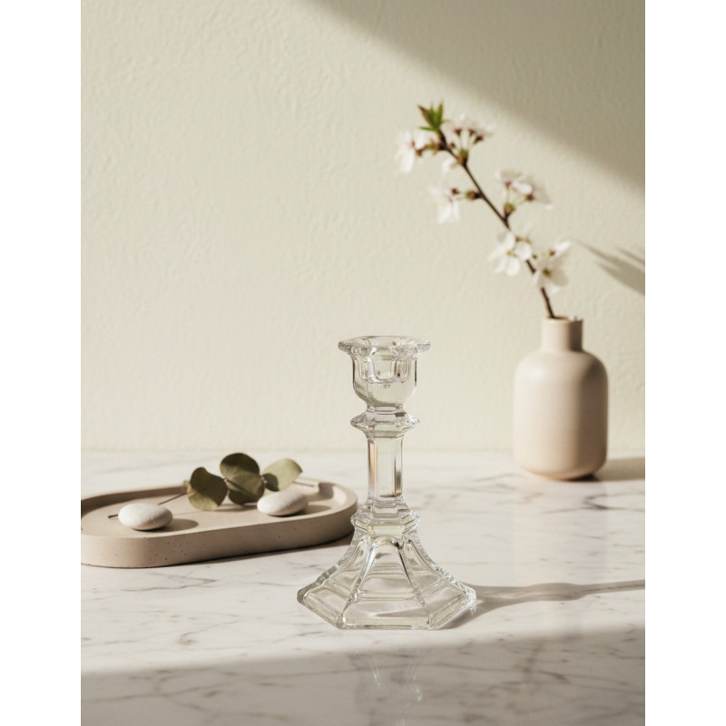 Bougeoir verre transparent 8x8x14,5 cm Kivivo  - 2