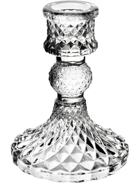 Bougeoir verre ciselé transparent 10,5 cm Osveni  - 1
