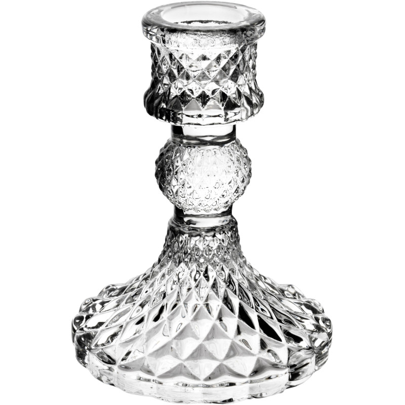 Bougeoir verre ciselé transparent 10,5 cm Osveni  - 1