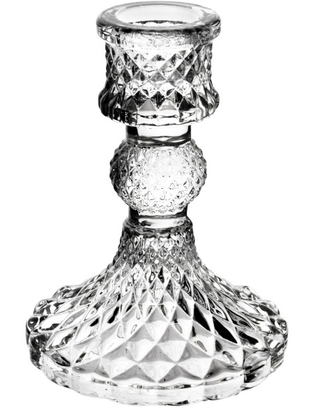 Bougeoir verre ciselé transparent 10,5 cm Osveni  - 1