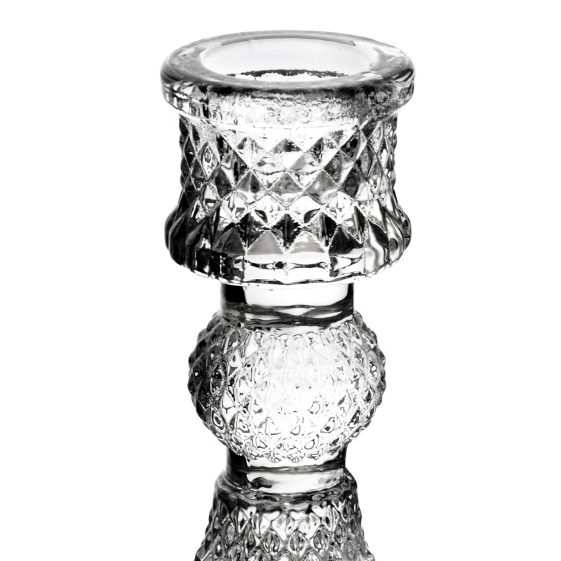 Bougeoir verre ciselé transparent 10,5 cm Osveni  - 2