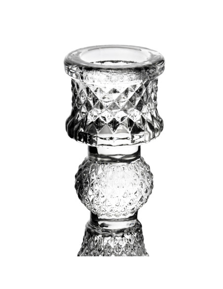 Bougeoir verre ciselé transparent 10,5 cm Osveni  - 2