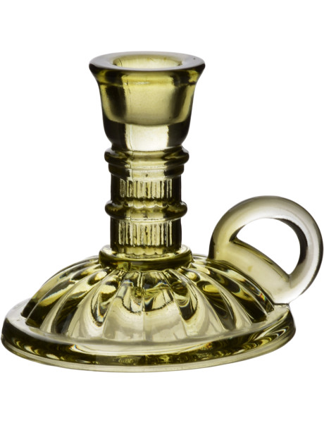 Bougeoir à anse verre vert 12x6 cm Pyrune  - 1