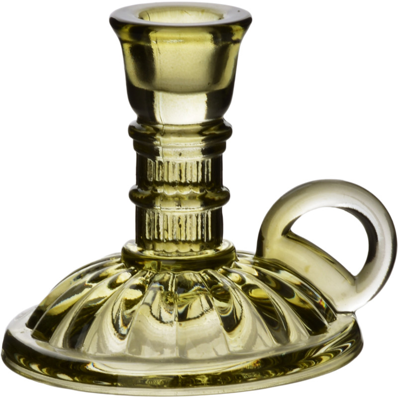 Bougeoir à anse verre vert 12x6 cm Pyrune  - 1