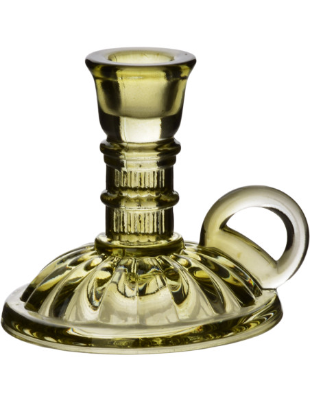 Bougeoir à anse verre vert 12x6 cm Pyrune  - 1
