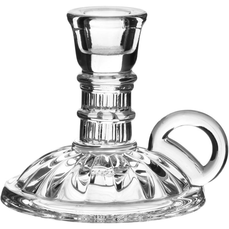 Bougeoir à anse en verre transparent 12x6 cm Pyrune  - 1
