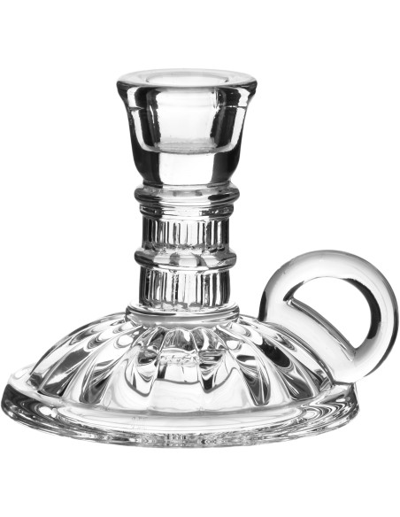 Bougeoir à anse en verre transparent 12x6 cm Pyrune  - 1