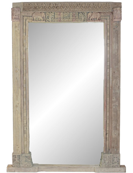 Grand miroir à poser au sol teck naturel sculpté 150x18x210 cm Orchha Item Home - 1