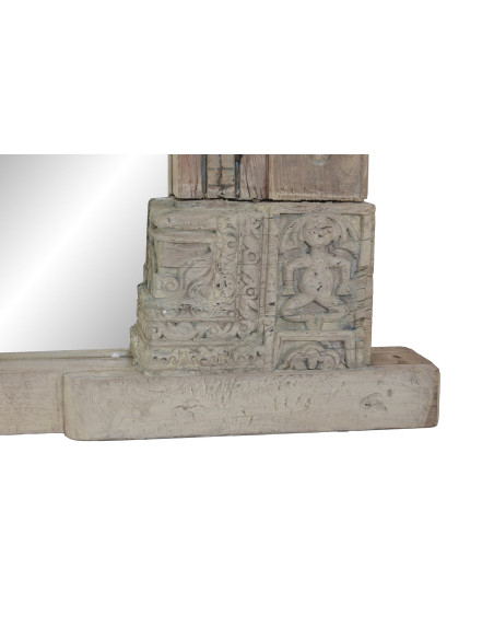 Grand miroir à poser au sol teck naturel sculpté 150x18x210 cm Orchha Item Home - 4