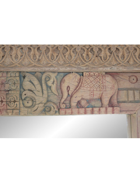 Grand miroir à poser au sol teck naturel sculpté 150x18x210 cm Orchha Item Home - 2