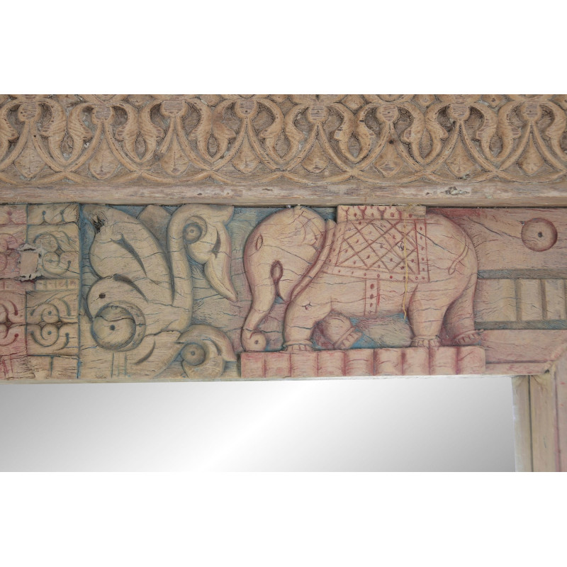 Grand miroir à poser au sol teck naturel sculpté 150x18x210 cm Orchha Item Home - 2