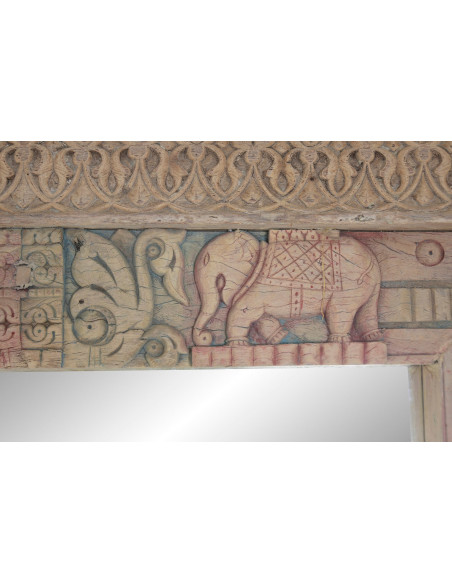 Grand miroir à poser au sol teck naturel sculpté 150x18x210 cm Orchha Item Home - 2