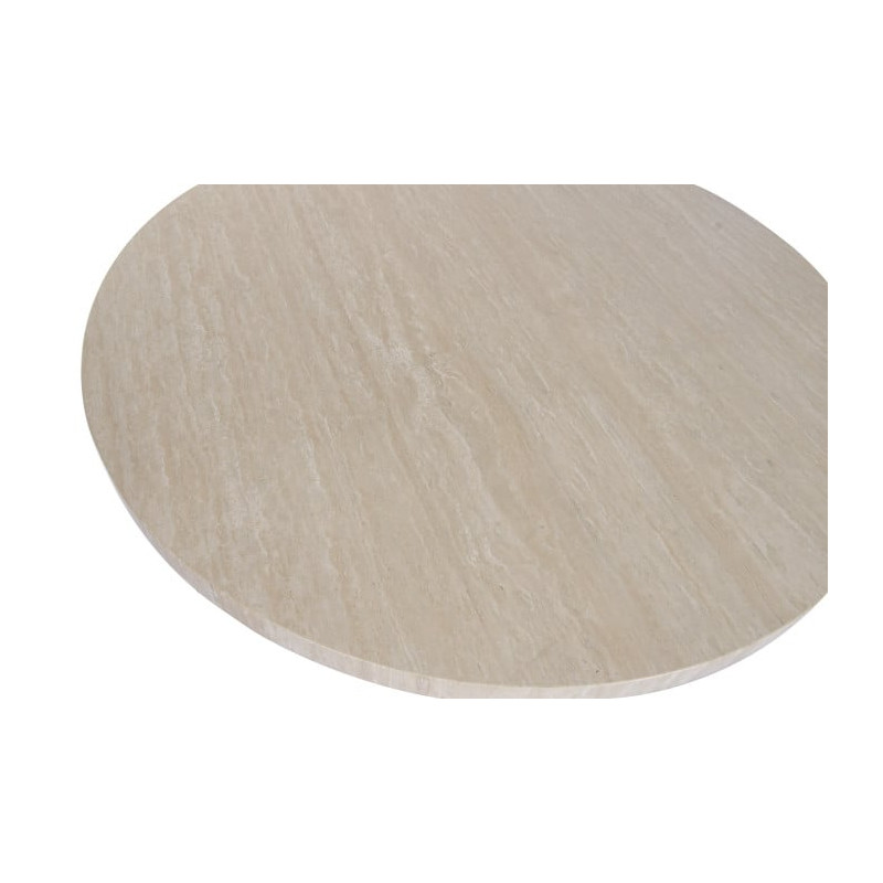 Table à manger ronde marbre clair orme massif 130x130x76 cm Arvonesa  - 3