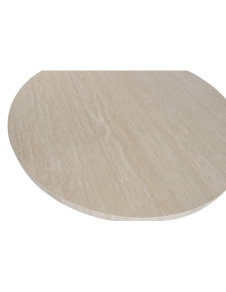 Table à manger ronde marbre clair orme massif 130x130x76 cm Arvonesa  - 3