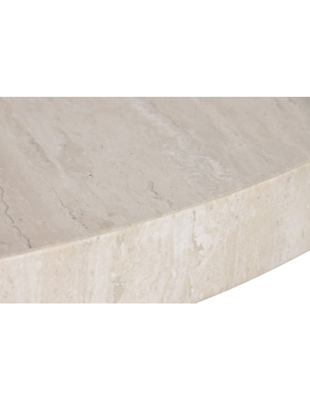 Table à manger ronde marbre clair orme massif 130x130x76 cm Arvonesa  - 4