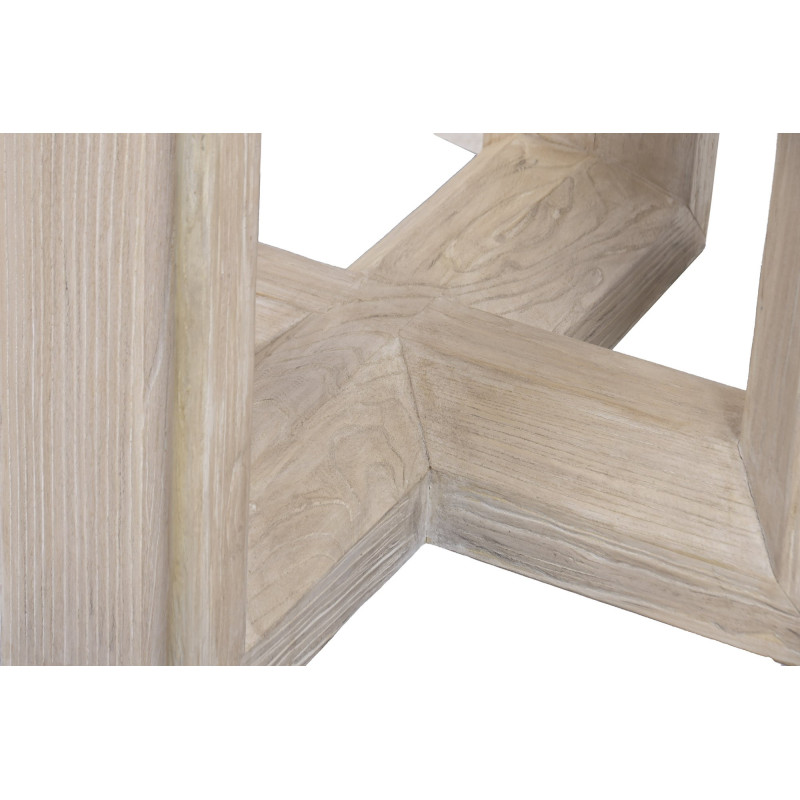 Table à manger ronde marbre clair orme massif 130x130x76 cm Arvonesa  - 5