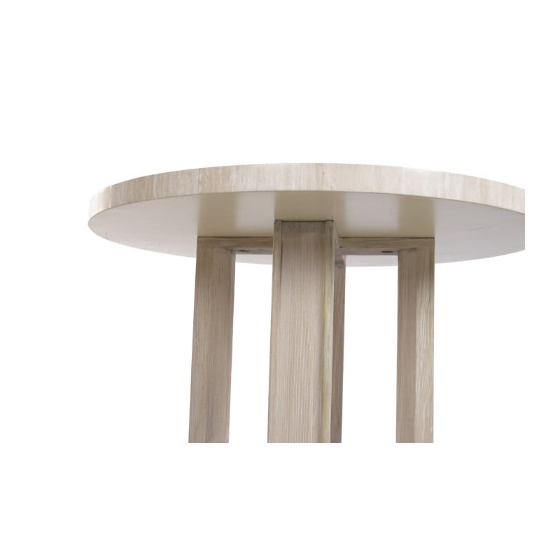 Table à manger ronde marbre clair orme massif 130x130x76 cm Arvonesa  - 6