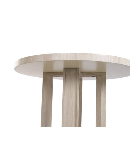 Table à manger ronde marbre clair orme massif 130x130x76 cm Arvonesa  - 6