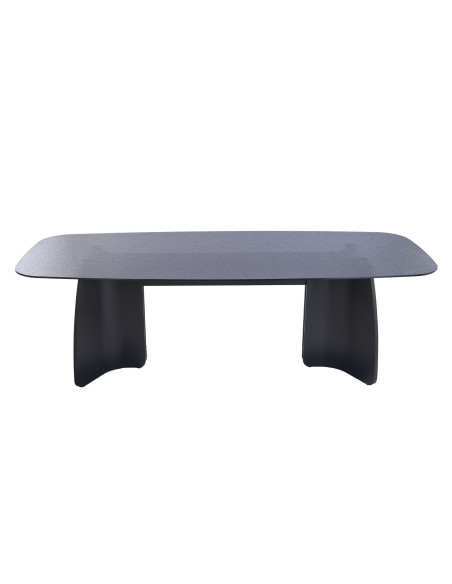 Table à manger rectangulaire verre trempé noir 240 cm Noavressa Item International - 3