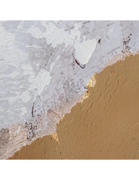 Tableau abstrait toile encadrée beige bordeaux doré 80x80 cm Xivune  - 7