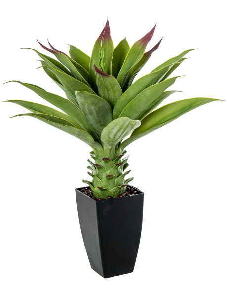 Agave artificiel en pot noir 70 cm Mivila  - 1