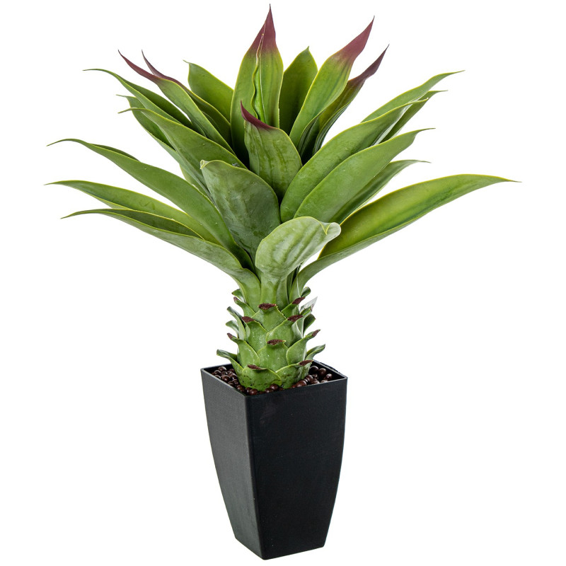 Agave artificiel en pot noir 70 cm Mivila  - 1