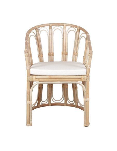 Fauteuil rotin naturel coussin blanc 58x64x95 cm Cavero  - 3
