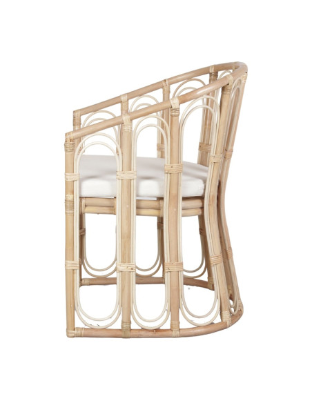 Fauteuil rotin naturel coussin blanc 58x64x95 cm Cavero  - 4