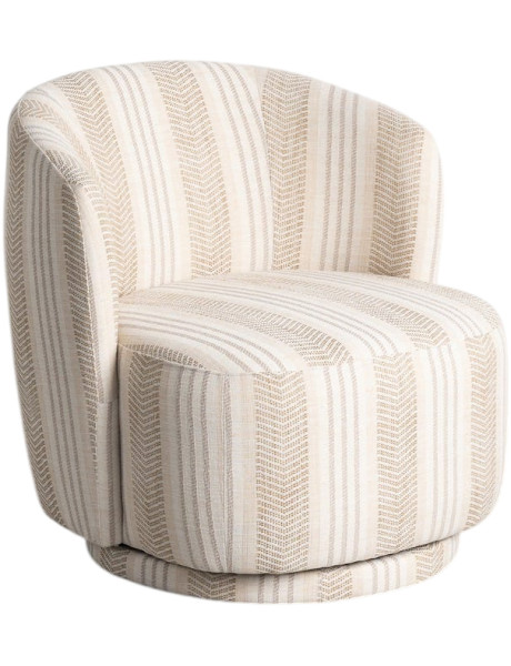 Fauteuil pivotant beige rayé tissu 75x74x65 cm Zanero Ixia - 1