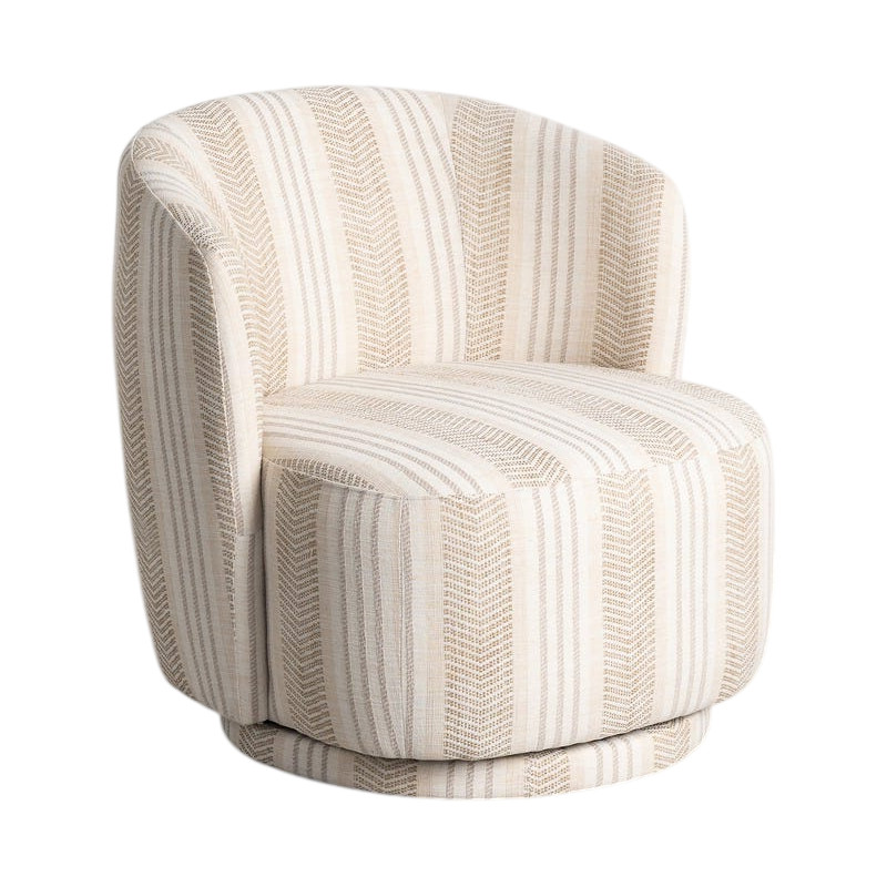 Fauteuil pivotant beige rayé tissu 75x74x65 cm Zanero Ixia - 1